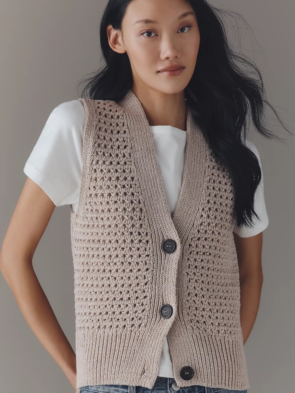 Maeve for Anthropologie Knit Sweater Vest & Tee Twofer-NEW-SMALL